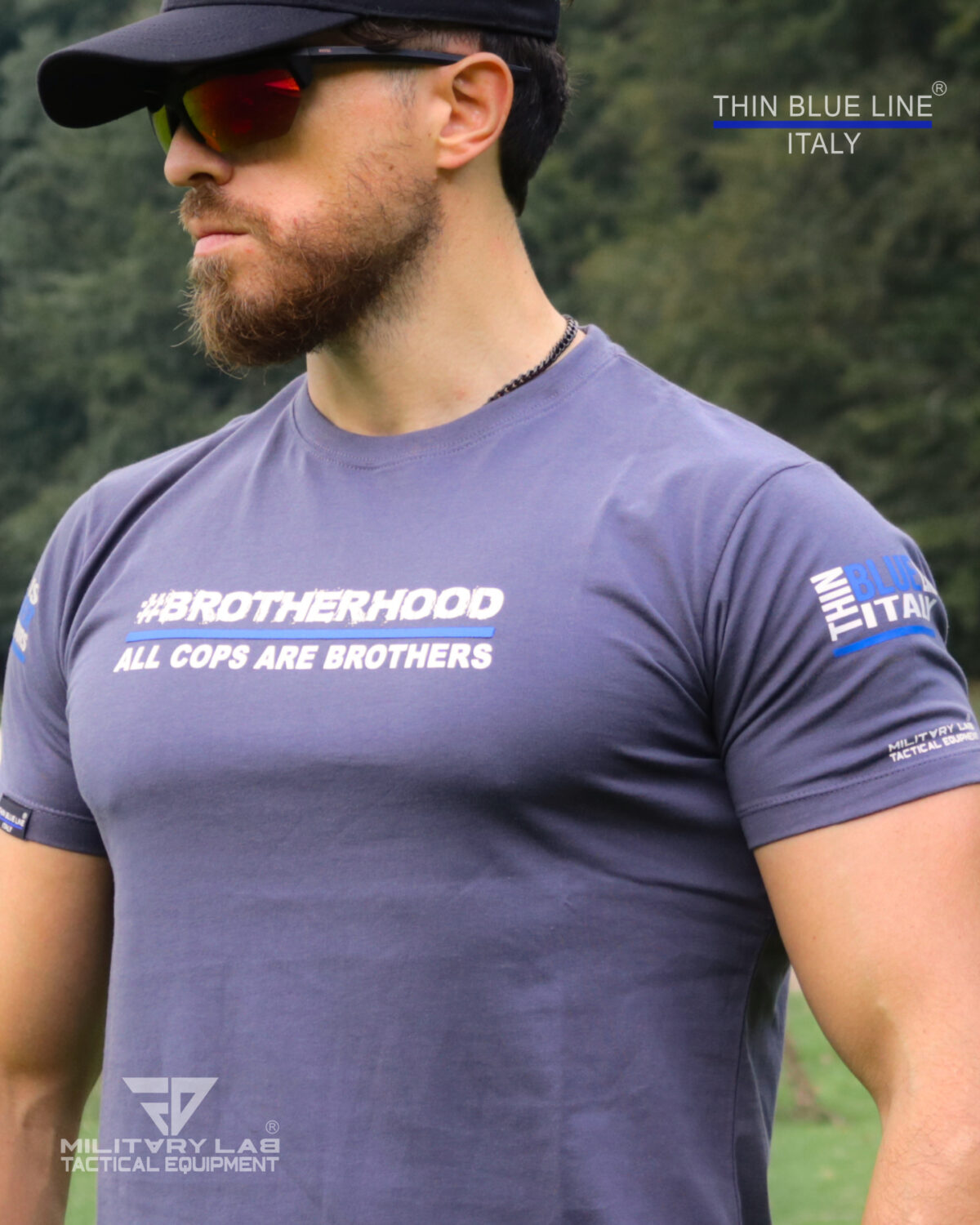 T-shirt Thin Blue Line Italy® ACAB Brotherhood (Matt Grey TBL) - immagine 2