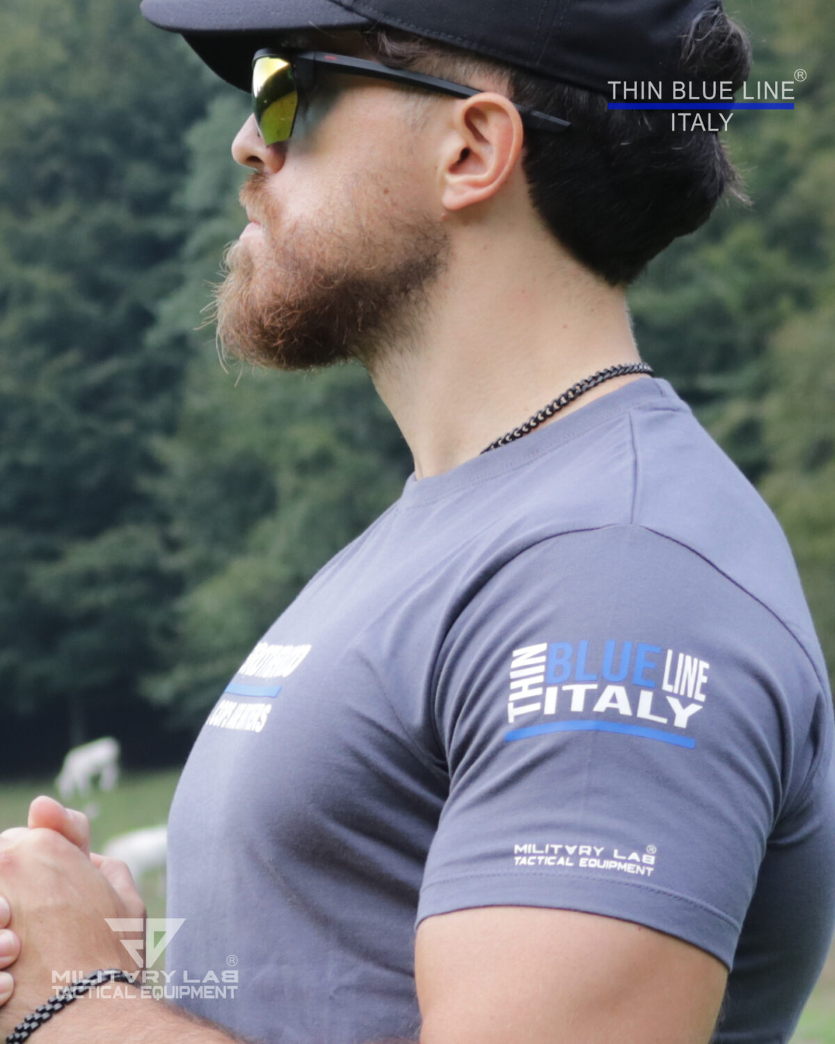 T-shirt Thin Blue Line Italy® ACAB Brotherhood (Matt Grey TBL) - immagine 4