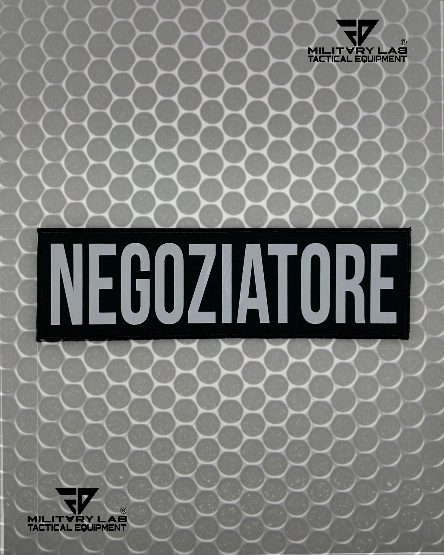 Patch Velcrata Rifrangente “NEGOZIATORE” Argento alta visibilità