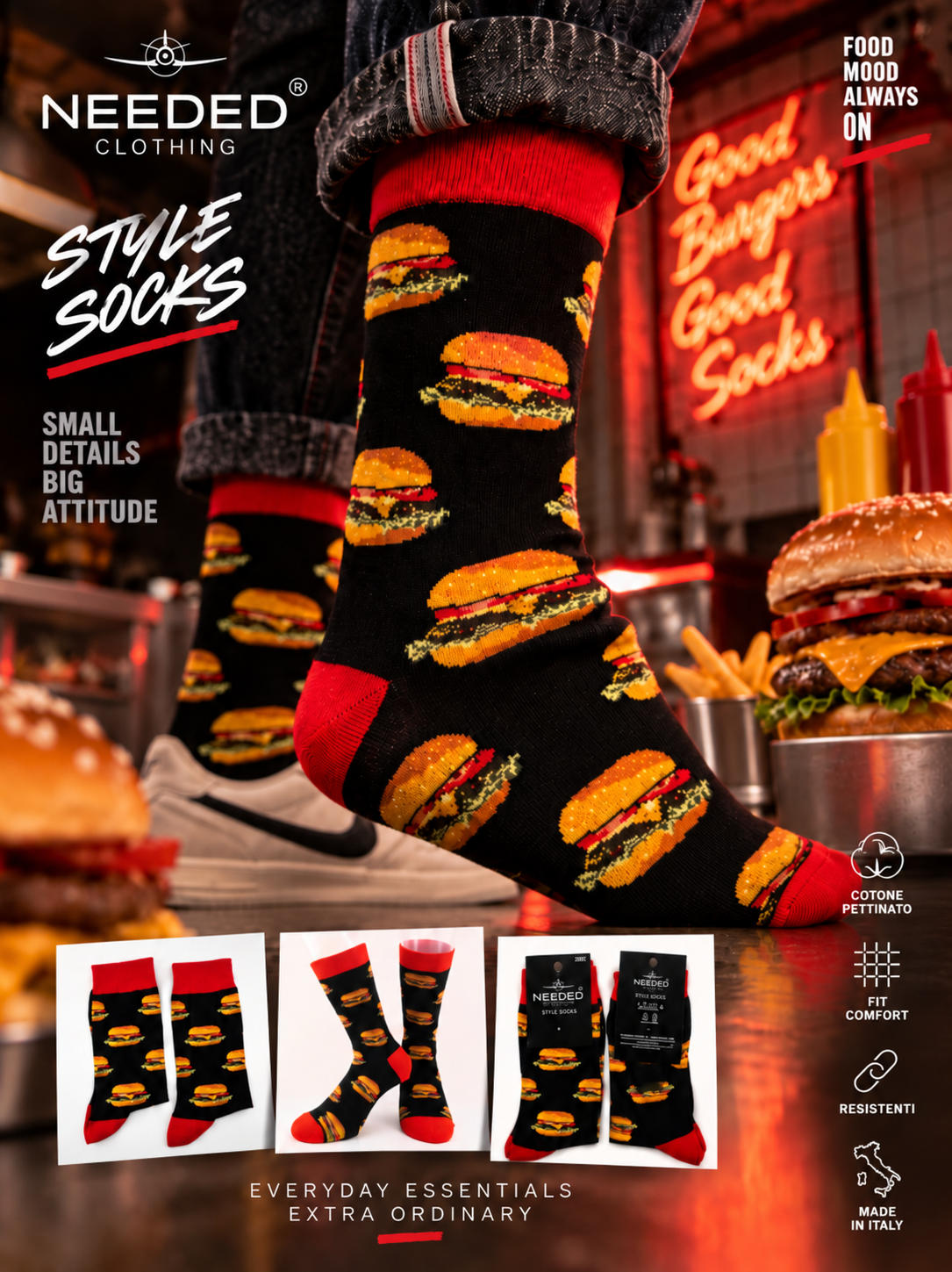 Burger Socks Needed Clothing - EXCLUSIVE PROMO